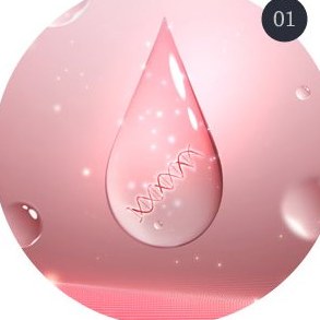 분홍빛 물방울 속 DNA 무늬 3D 그림